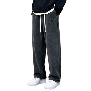 【HOT 本舖】男装2025新款秋冬季奧粒絨複合羊羔絨褲子男款潮牌加厚加絨保暖棉褲寬鬆直筒休閒衛褲