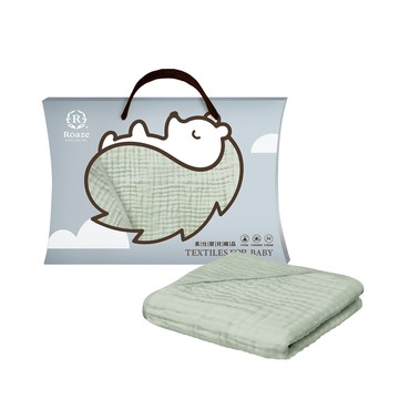 柔仕成長型連帽紗布浴巾（6層） 新芽綠_廠商直送