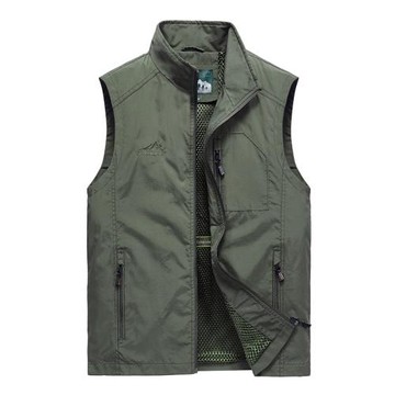 馬甲男士春秋季戶外休閑立領薄款背心外套導演攝影馬夾外套坎肩男