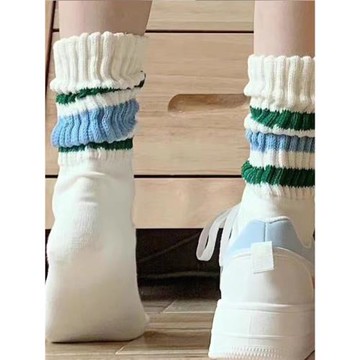 白色襪子女夏款中筒堆堆襪情侶長筒襪日系針織小腿襪百搭運動襪