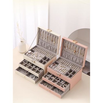 首飾盒大容量防氧化高檔精致耳釘耳環手飾品盒戒指項鏈珠寶收納盒