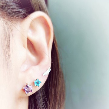 鉅星紫晶電鍍18K玫瑰金純銀耳環