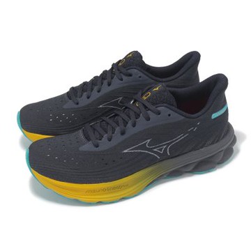 Mizuno 慢跑鞋 Wave Skyrise 6 男鞋 藍 黃 高回彈 緩衝 運動鞋 美津濃 J1GC2509-51