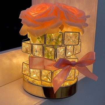 🆕新品上架💖【梨花瑪雅】 一束花的浪漫透明魔術方塊小夜燈(四色)情人禮物，閨蜜禮物，生日禮物，新婚禮物