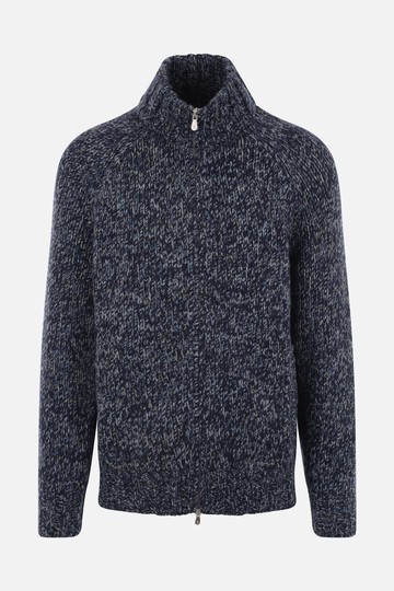 BRUNELLO CUCINELLI wool, cashmere and silk full-zip cardigan Man