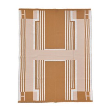 Hermes 愛馬仕 Ithaque 緹花織羊毛與喀什米爾混紡毛毯(駝/米)