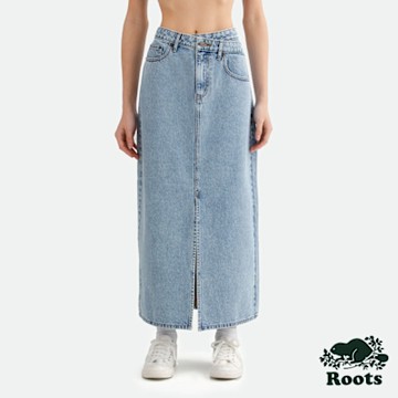 Roots女裝- DENIM 牛仔長裙-淺藍色