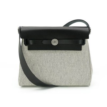 Hermes 愛馬仕 Herbag 20 銀釦帆布手提/肩背兩用包(黑)