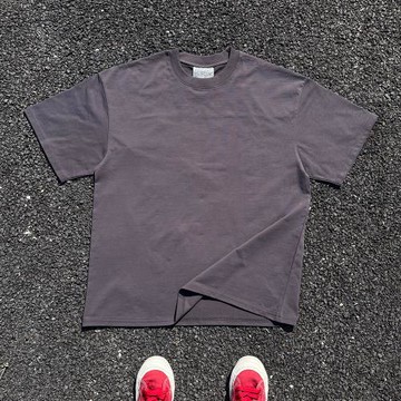 王有病工作室 重磅260G！大地色純色情侶裝寬松復古男女短袖T恤