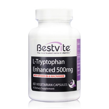 【Bestvite】必賜力色胺酸膠囊1瓶(60顆) 500mg色氨酸/色胺酸/幫助入睡/菸鹼素/維他命B6