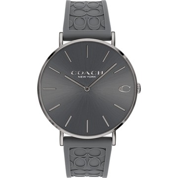 COACH 紳士時尚C字LOGO膠帶腕錶-41mm/灰(14602635)