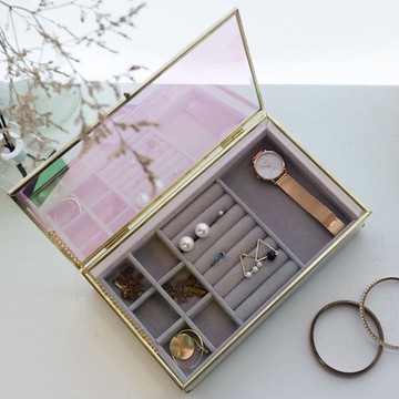 目喜生活 | 歐若拉極光玻璃盒長方款 附贈質感飾品絨布盒