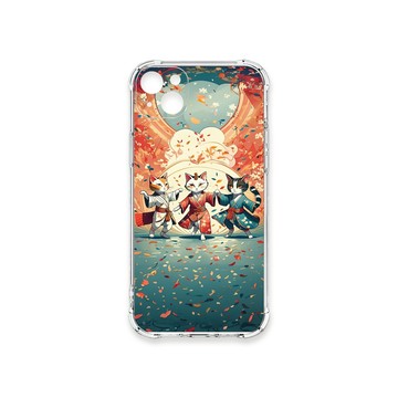 iPhone 14 Plus 殼 TRON IPhone 14 PLUS 穿著和服跳舞的三隻花貓咪系列 四角防摔殼 手機殼