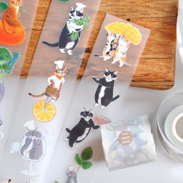 PET紙膠帶-生活和料理中的貓咪小劇場(霧面/亮面)