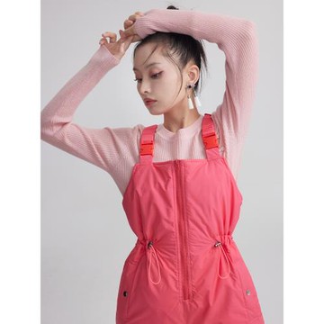 高腰背帶羽絨褲女外穿原創設計2025秋冬防水保暖漸變時尚滑雪長褲