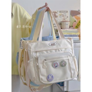 大容量斜挎通勤包日系ins小眾少女手提托特包學生上課補習帆布包