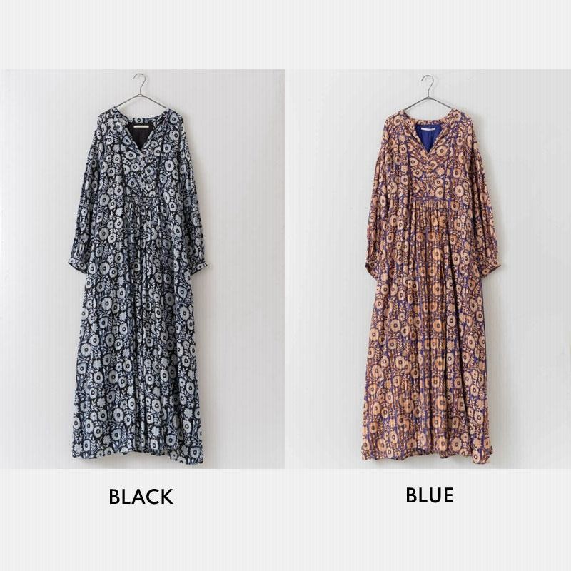 ヌキテパ ワンピース レディース 長袖 ne Quittez pas COTTON LUREX STRIPE FLOWER PRINT DRESS  010432GD1 ドレス ラメ ストライプ フラワー | LINEショッピング