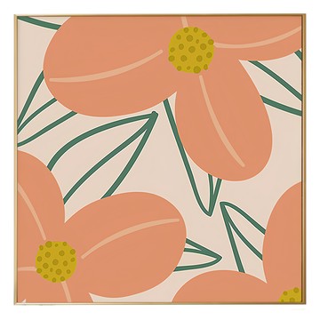 菠蘿選畫所 南洋小花III 畫作 60 x 60cm 金色框 熱帶風情壁畫  金色
