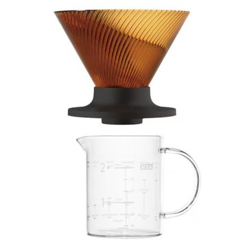 HARIO V60 NEO琥珀色樹脂(Tritan)02濾杯加咖啡配方量杯組合