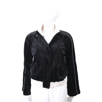 Emporio Armani 撞色蜜桃絨黑色翻領外套