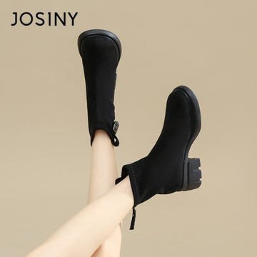 卓詩尼厚底冬季中跟短靴