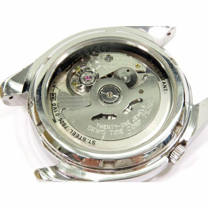 SEIKO 7S26 自動巻き シルバー 腕時計 セイコー SEIKO 7S26 01V 自動巻き 腕時計 シルバー×ホワイト