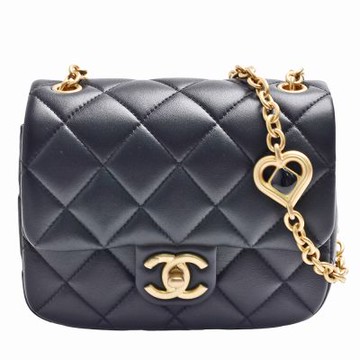 經典MINI COCO菱格紋小羊皮黑白珠珠裝飾仿舊金鍊斜背包