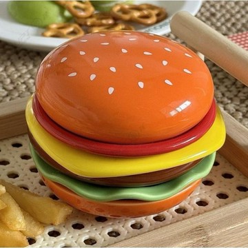 5pcs/set 漢堡造型碟子陶瓷吃碟點心甜品盤蘸料碟套裝