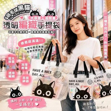 ⚡臺灣出貨⚡透明貓咪編織袋時尚包包大容量展會活動定製LOGO手提袋PP購物袋