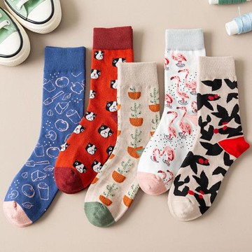襪子女中筒襪春秋款韓版日系棉襪ins潮秋冬季長筒可愛卡通百搭女
