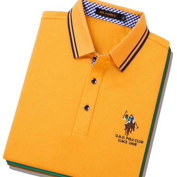 夏品牌短袖polo衫 男士純棉翻領t恤 黃色保羅 中青年商務休閑體恤
