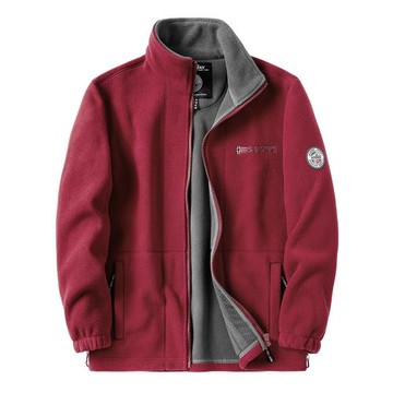 搖粒絨外套男秋冬季雙面加絨加厚立領衛衣開衫寬松防風保暖抓絨衣