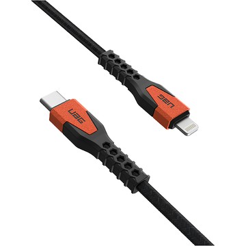 UAG USB-C to Lightning 頂級超耐折充電傳輸線  1.5m  黑色 + 橘色  1條