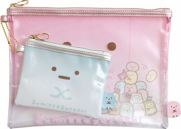 角落生物 Sumikko Gurashi 透明收納包2入，化妝包/收納包/手拿包/補妝包/面紙包，X射線【C736213】