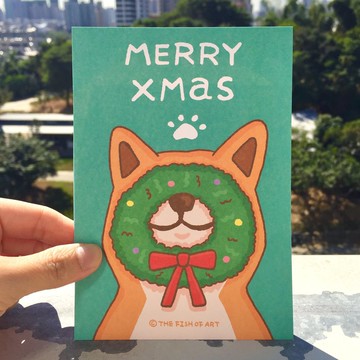 聖誕套花圈 雙面聖誕卡 C0340