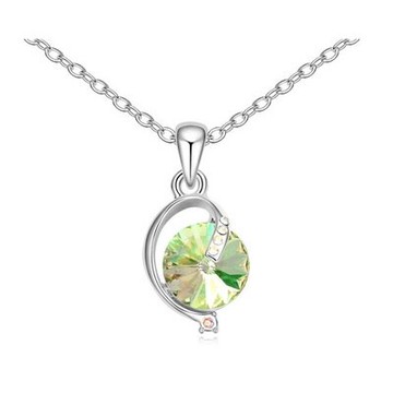 現貨+預購 925純銀項鍊水晶吊墜-創意唱片機造型情人節生日禮物女飾品6色73bb196【獨家進口】【米蘭精品】