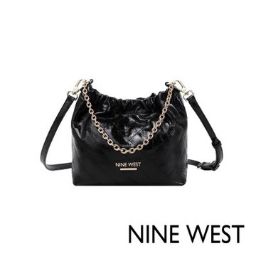 NINE WEST真皮鏈條束口水桶包-黑色(1814)