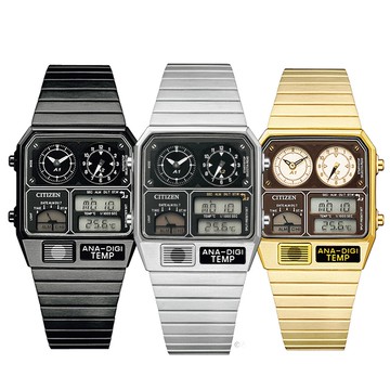 CITIZEN星辰ANA-DIGI TEMP日本限量風格金屬電子錶-三色復刻限量  JG2101-78E/93E/72X