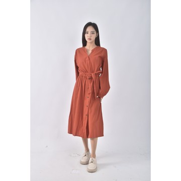 (M) b club棉質純棉紅色綁帶洋裝二手衣