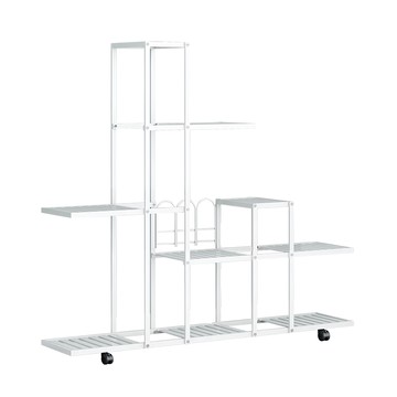 FAmILyLIFE 生活 歐式93面寬附輪移動花架 A-284-W 93 x 22.5 x 92cm 4570g  淨白色  4層