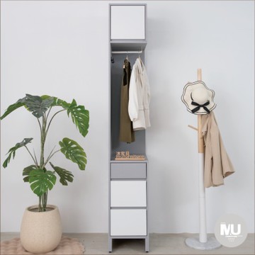 沐家具 mufurniture Watery 布紋風1.3尺轉角櫃+被櫃/臥室/收納