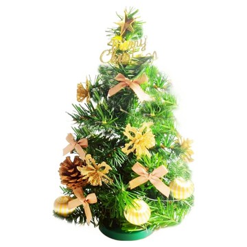 摩達客 精緻綠色聖誕樹套組 不含燈  聖誕花糖果金系  1尺(30cm)