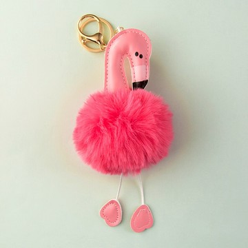 火烈鳥毛球鑰匙扣掛件創意個性可愛女汽車鎖匙鏈圈環書包掛飾禮品