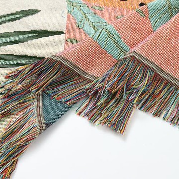 ins風插畫線毯露營毯休閑毯午睡毯蓋毯美式沙發毯野餐毯床尾毯