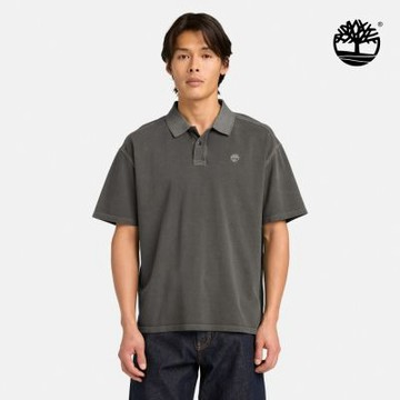 Timberland官方旗艦 男款黑色寬版短袖Polo衫|A42D5W08