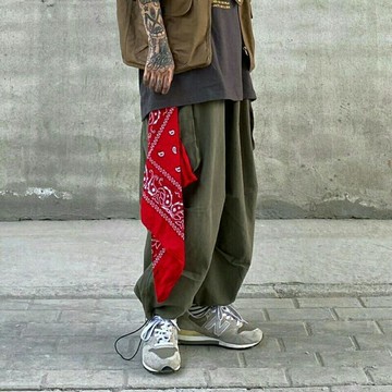 【優選百貨】日系復古大口袋工裝褲學生寬鬆束腳褲街頭嘻哈褲BF闊腿軍褲垂墜感    全臺最大的網路購物