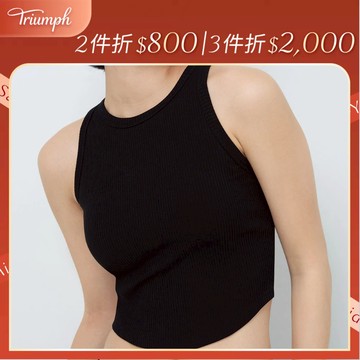 Athleisure 城市律動系列 BRATOP圓領短版背心 經典黑