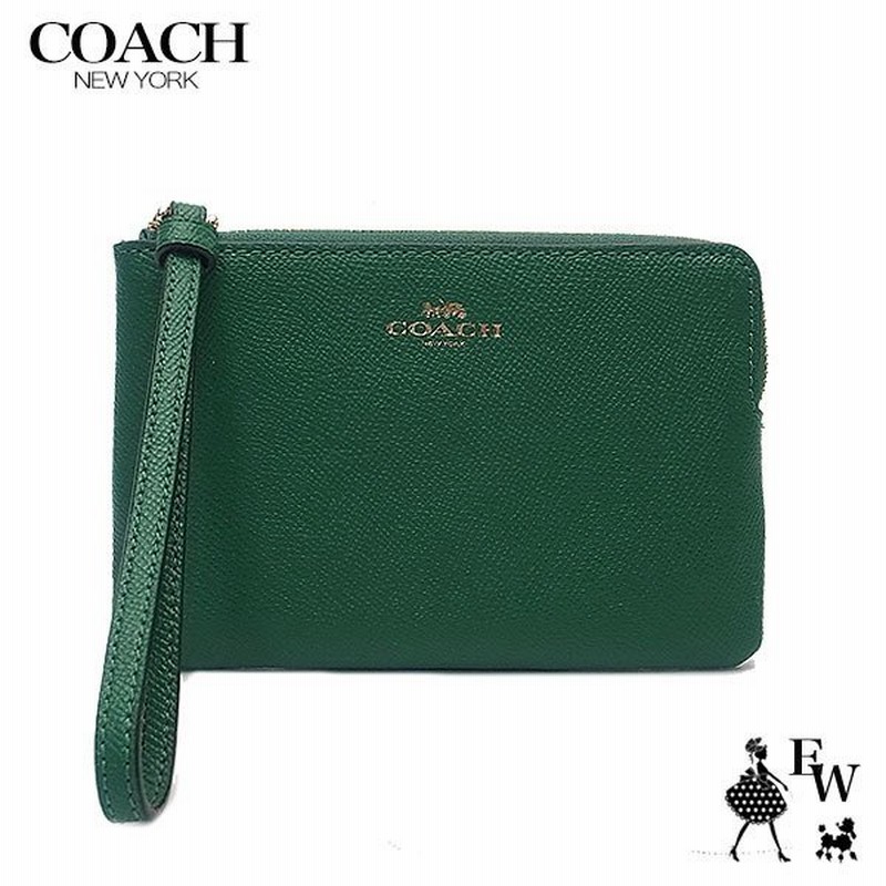 COACH コーチ ポーチ財布 グリーン 緑色 水色 ラディッシュ柄 人気の