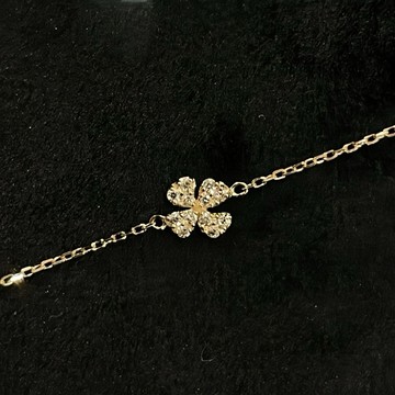 Sweet Air Y0313 閃耀鋯石幸運草純銀手鍊 通體純銀 S925純銀鍍14K金 人氣加分純銀手鍊