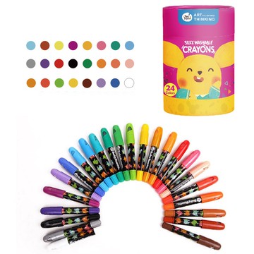 【JarMelo 原創美玩】兒童絲滑蠟筆 24色(繪畫用具 /親子同樂 /可水洗)